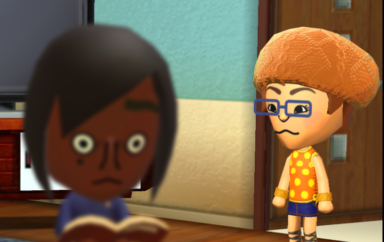 Lottie being startled by Etsuko's sudden appearance in her doorway