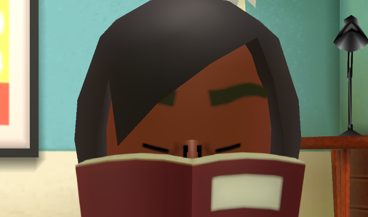 Lottie squinting harder and pressing the book to her face