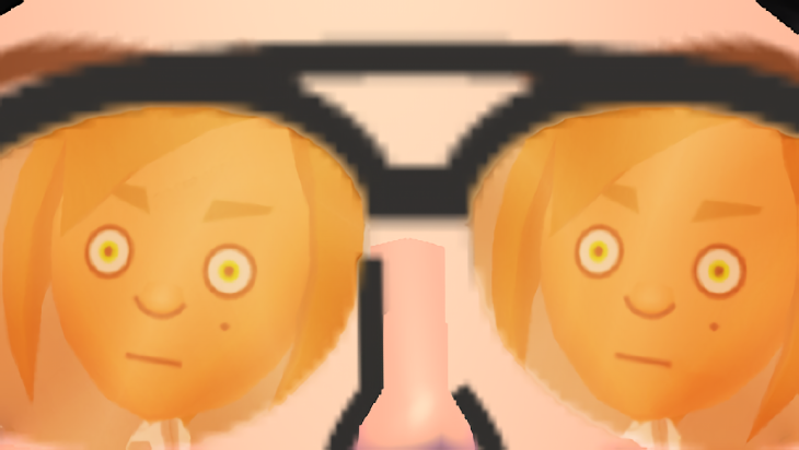 Kam's shocked face reflected in a pair of sunglasses